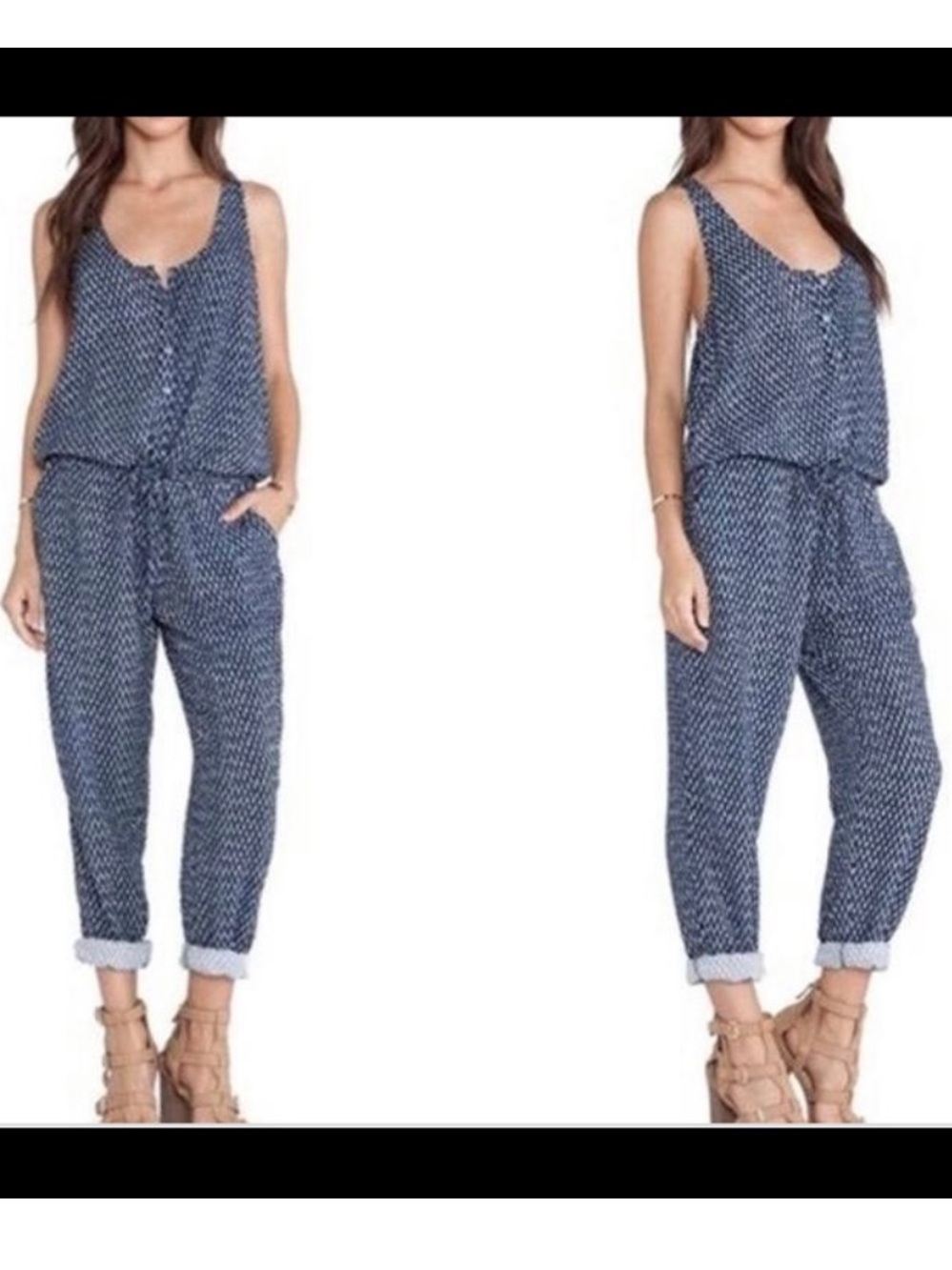 Soft Joie Navy Geometric Jumpsuit
